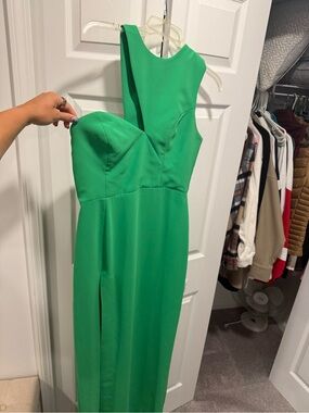 Amanda Uprichard Gilda Gown One-Shoulder Silhouette Green